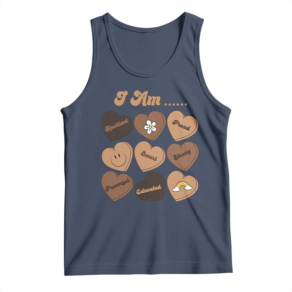 African American Proud Black History Month Tank Top Melanin Hearts TS11 Navy Print Your Wear