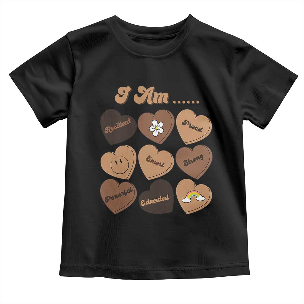African American Proud Black History Month Toddler T Shirt Melanin Hearts TS11 Black Print Your Wear