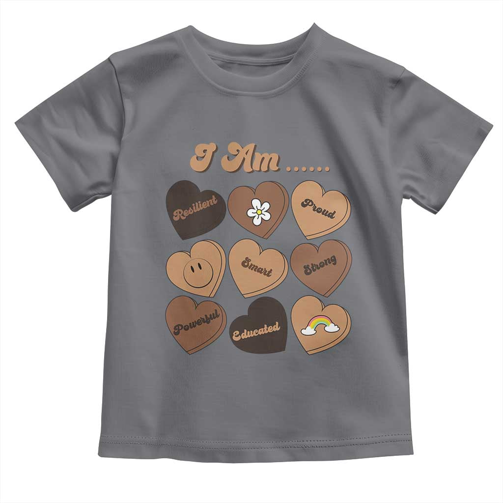 African American Proud Black History Month Toddler T Shirt Melanin Hearts TS11 Charcoal Print Your Wear