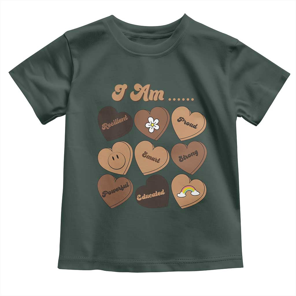 African American Proud Black History Month Toddler T Shirt Melanin Hearts TS11 Dark Forest Green Print Your Wear