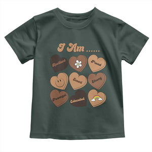 African American Proud Black History Month Toddler T Shirt Melanin Hearts TS11 Dark Forest Green Print Your Wear
