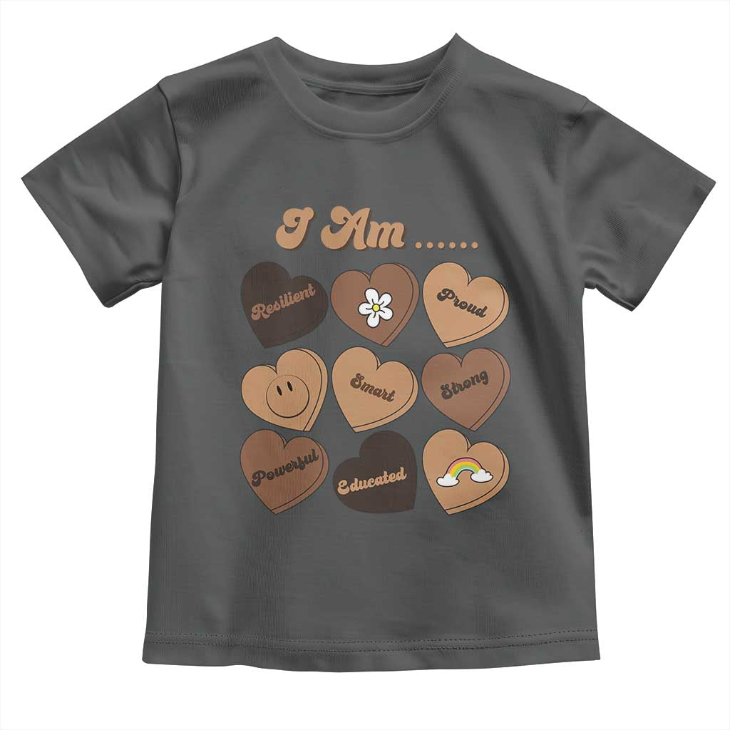 African American Proud Black History Month Toddler T Shirt Melanin Hearts TS11 Dark Heather Print Your Wear