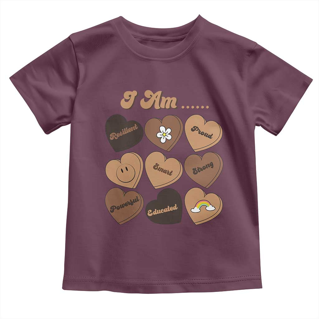 African American Proud Black History Month Toddler T Shirt Melanin Hearts TS11 Maroon Print Your Wear