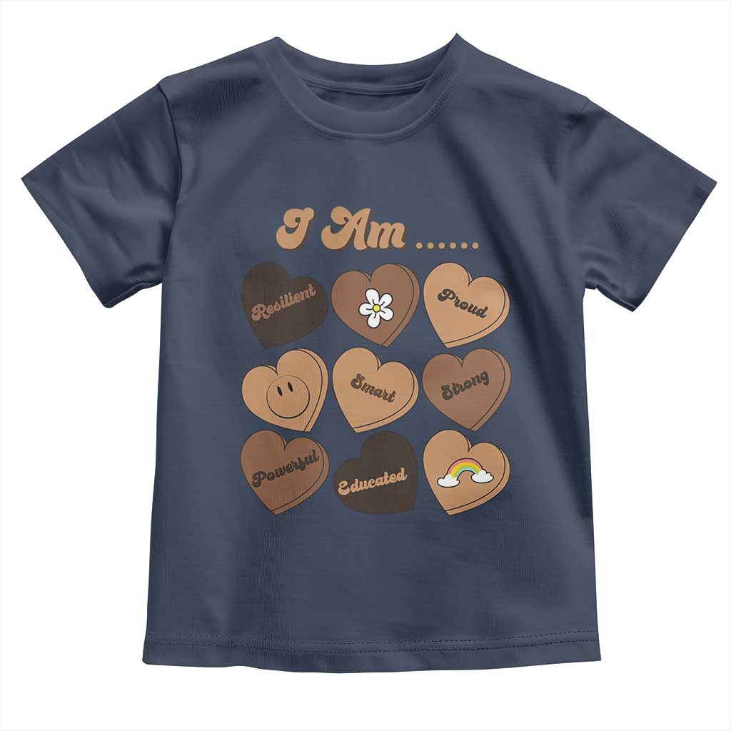 African American Proud Black History Month Toddler T Shirt Melanin Hearts TS11 Navy Print Your Wear