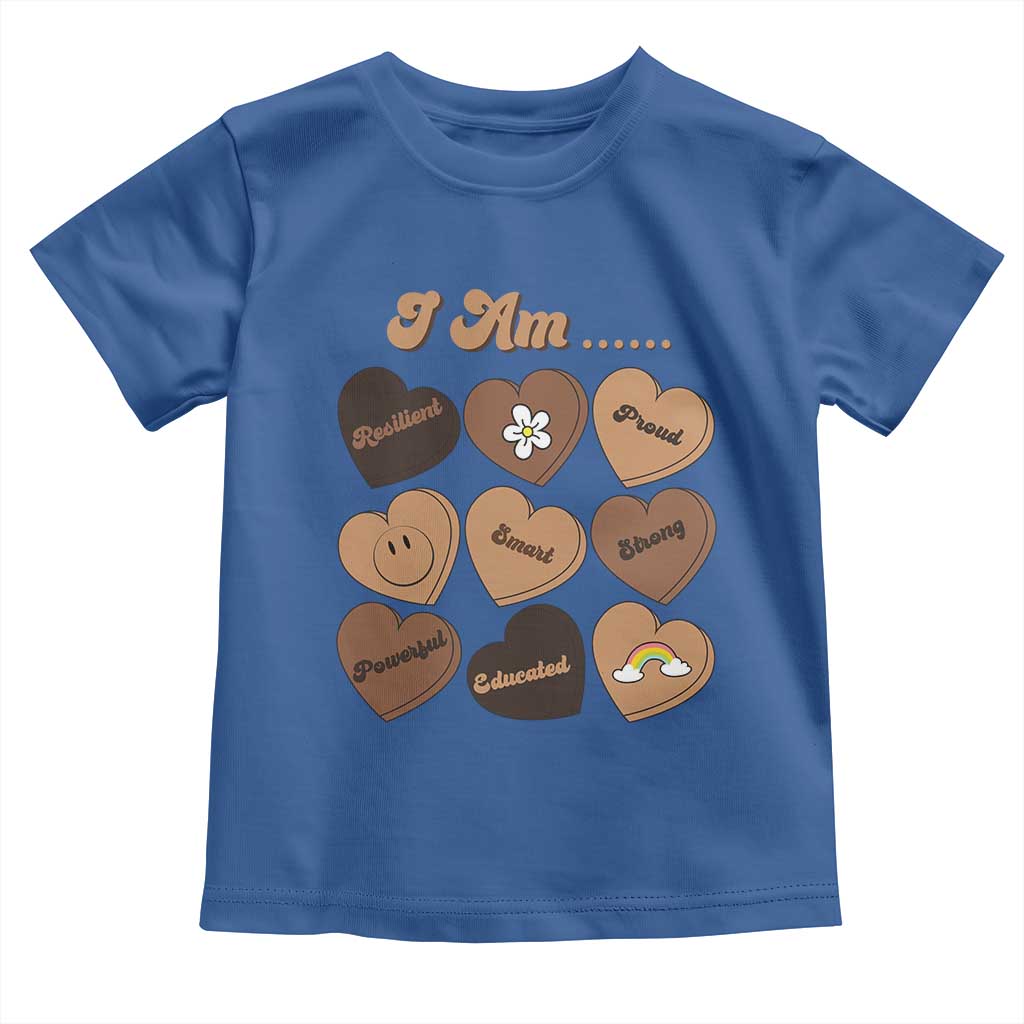 African American Proud Black History Month Toddler T Shirt Melanin Hearts TS11 Royal Blue Print Your Wear