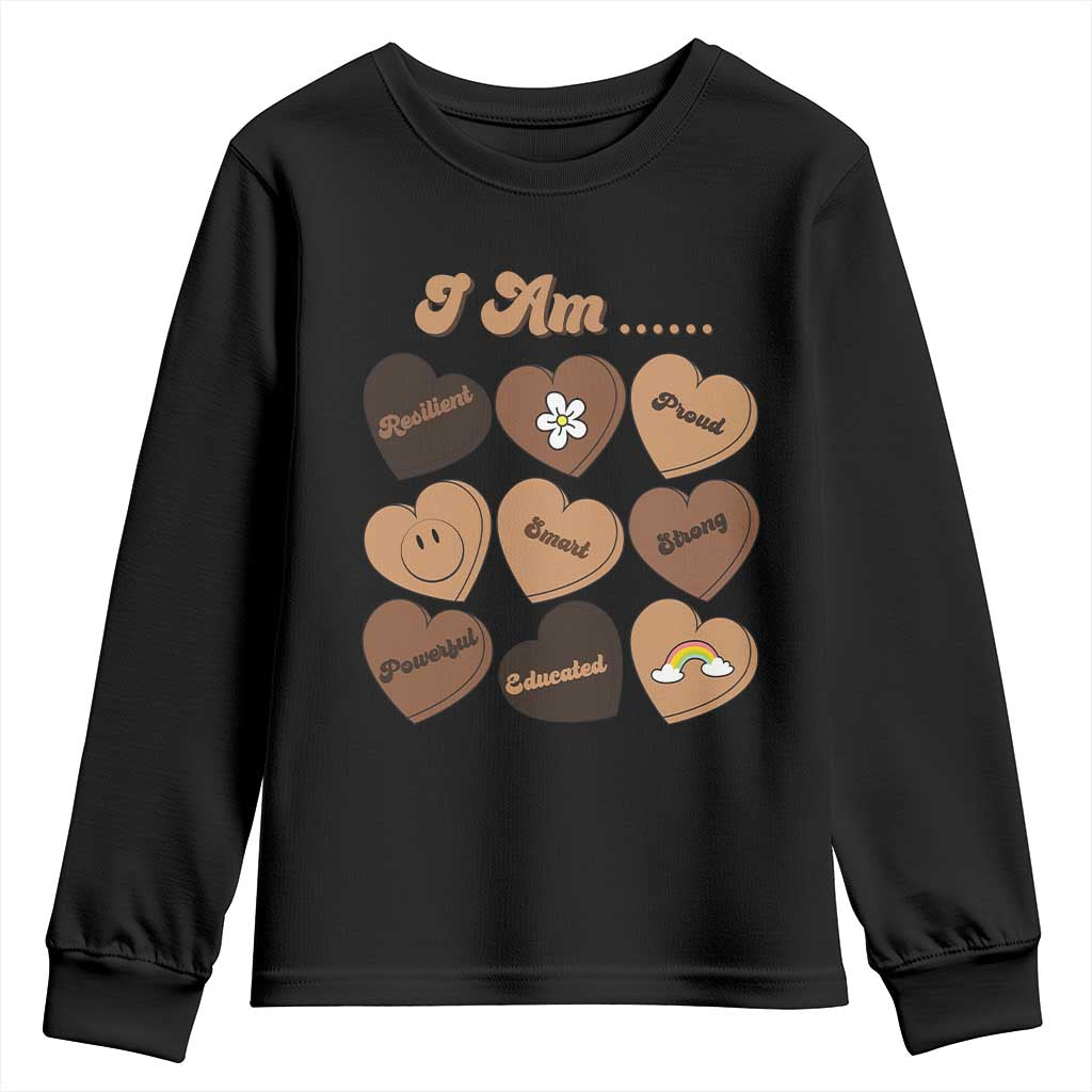 African American Proud Black History Month Youth Sweatshirt Melanin Hearts TS11 Black Print Your Wear