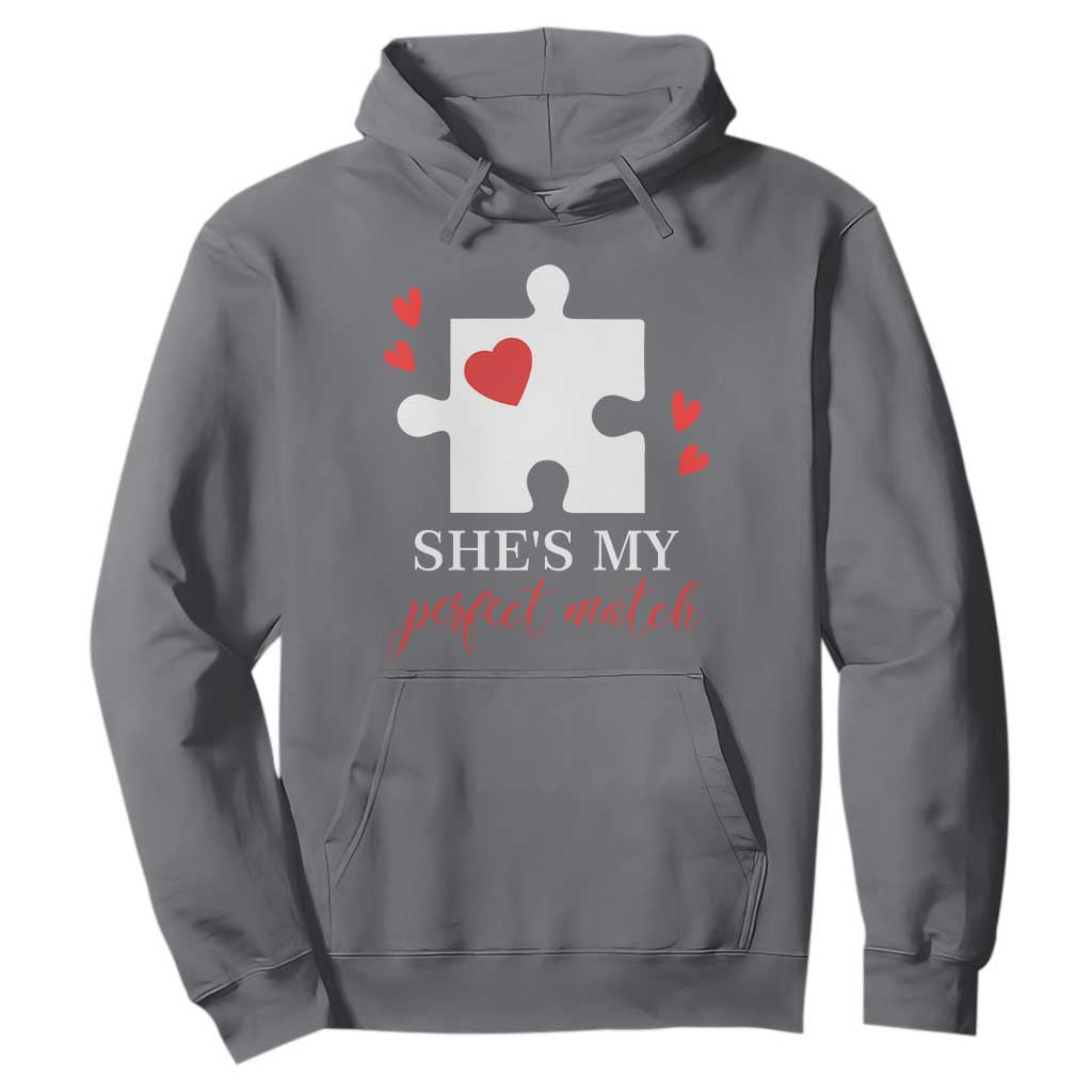 Funny She's My Perfect Match Valentine's Day Couple Matching Hoodie TS11 Charcoal Print Your Wear