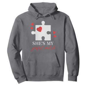Funny She's My Perfect Match Valentine's Day Couple Matching Hoodie TS11 Charcoal Print Your Wear