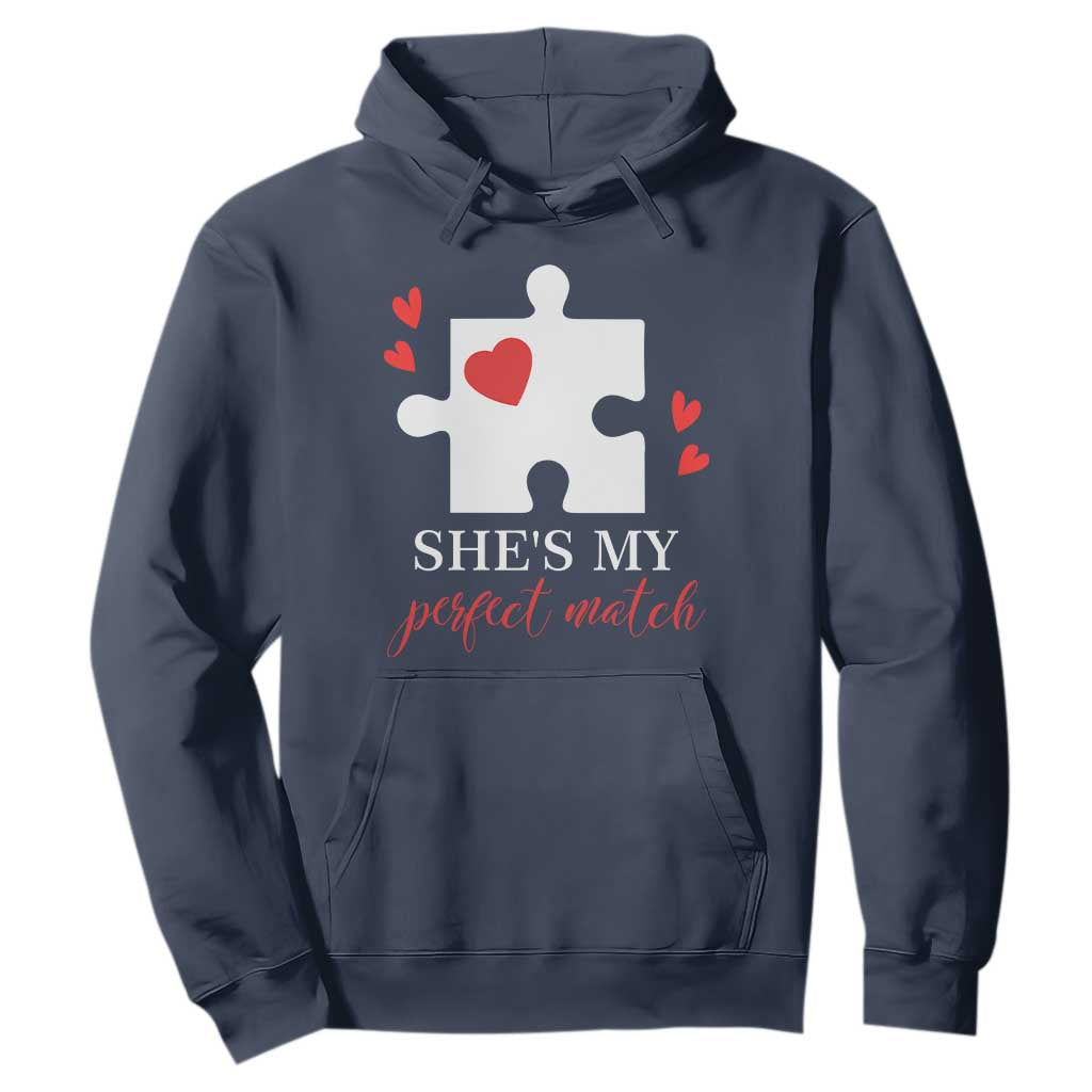 Funny She's My Perfect Match Valentine's Day Couple Matching Hoodie TS11 Navy Print Your Wear