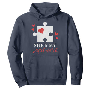 Funny She's My Perfect Match Valentine's Day Couple Matching Hoodie TS11 Navy Print Your Wear