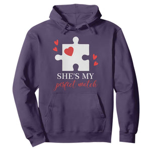 Funny She's My Perfect Match Valentine's Day Couple Matching Hoodie TS11 Purple Print Your Wear