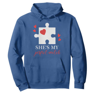 Funny She's My Perfect Match Valentine's Day Couple Matching Hoodie TS11 Royal Blue Print Your Wear