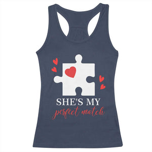Funny She's My Perfect Match Valentine's Day Couple Matching Racerback Tank Top TS11 Navy Print Your Wear