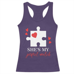 Funny She's My Perfect Match Valentine's Day Couple Matching Racerback Tank Top TS11 Purple Print Your Wear