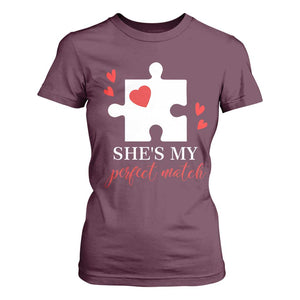 Funny She's My Perfect Match Valentine's Day Couple Matching T Shirt For Women TS11 Maroon Print Your Wear