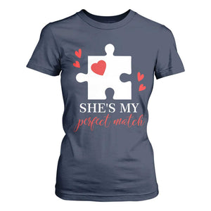 Funny She's My Perfect Match Valentine's Day Couple Matching T Shirt For Women TS11 Navy Print Your Wear
