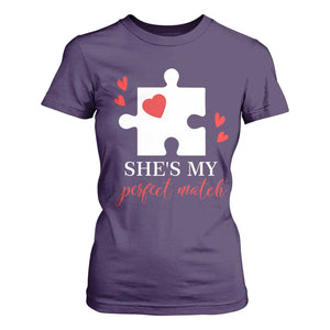 Funny She's My Perfect Match Valentine's Day Couple Matching T Shirt For Women TS11 Purple Print Your Wear
