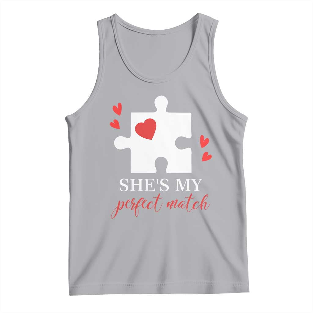 Funny She's My Perfect Match Valentine's Day Couple Matching Tank Top TS11 Athletic Heather Print Your Wear