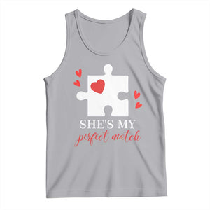 Funny She's My Perfect Match Valentine's Day Couple Matching Tank Top TS11 Athletic Heather Print Your Wear