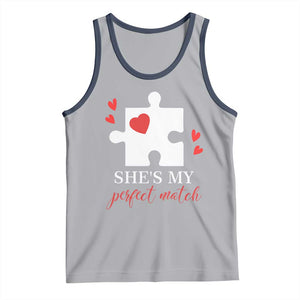 Funny She's My Perfect Match Valentine's Day Couple Matching Tank Top TS11 Athletic Heather Navy Print Your Wear