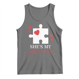 Funny She's My Perfect Match Valentine's Day Couple Matching Tank Top TS11 Black Heather Print Your Wear