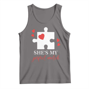 Funny She's My Perfect Match Valentine's Day Couple Matching Tank Top TS11 Deep Heather Print Your Wear