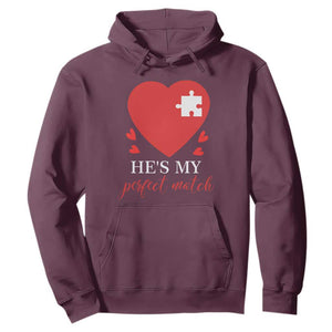 Funny He's My Perfect Match Valentine's Day Couple Matching Hoodie TS11 Maroon Print Your Wear