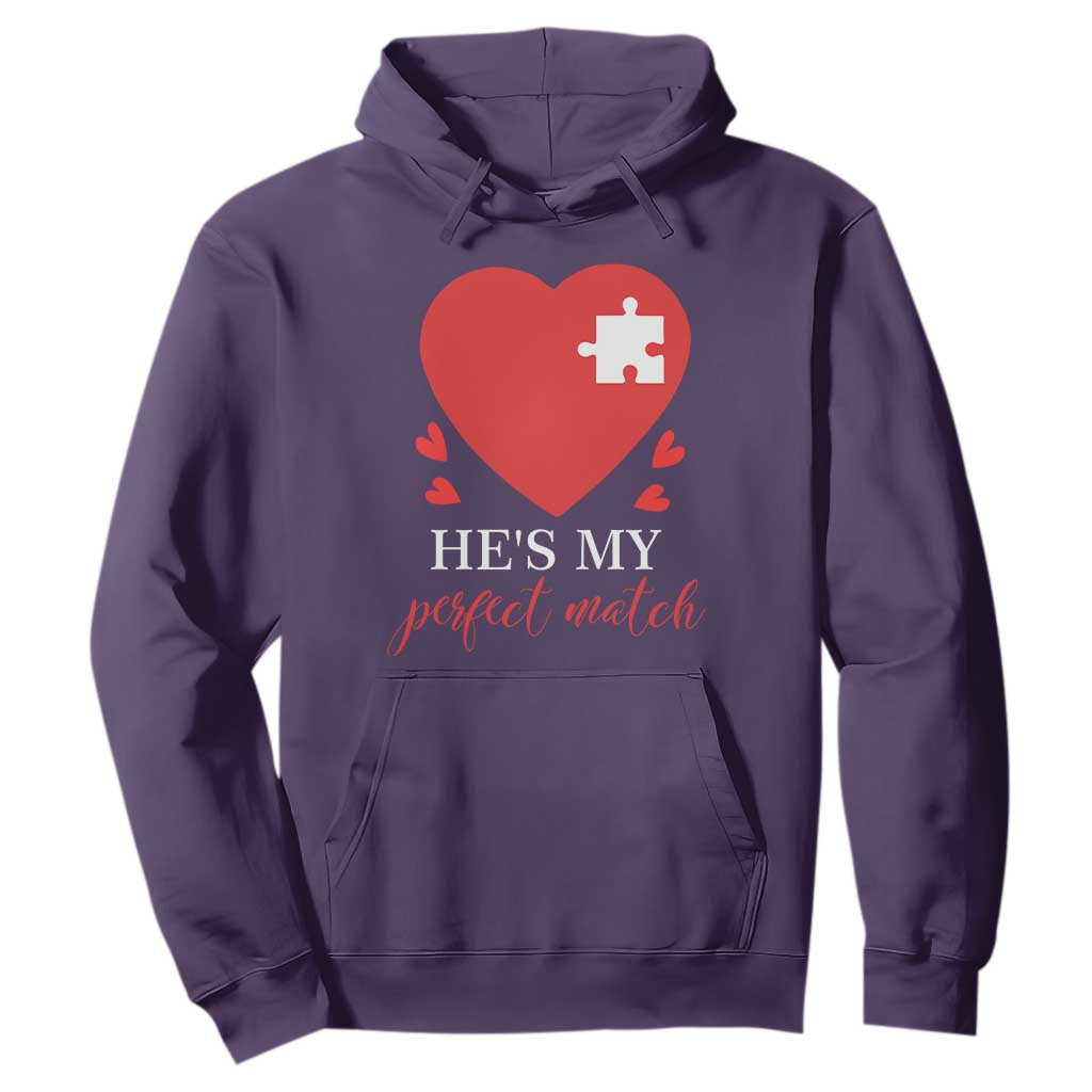 Funny He's My Perfect Match Valentine's Day Couple Matching Hoodie TS11 Purple Print Your Wear