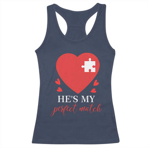Funny He's My Perfect Match Valentine's Day Couple Matching Racerback Tank Top TS11 Navy Print Your Wear