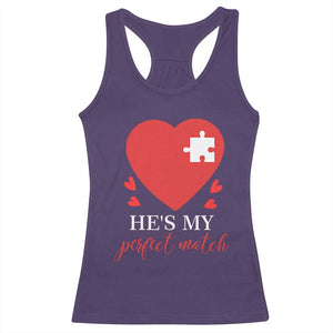 Funny He's My Perfect Match Valentine's Day Couple Matching Racerback Tank Top TS11 Purple Print Your Wear