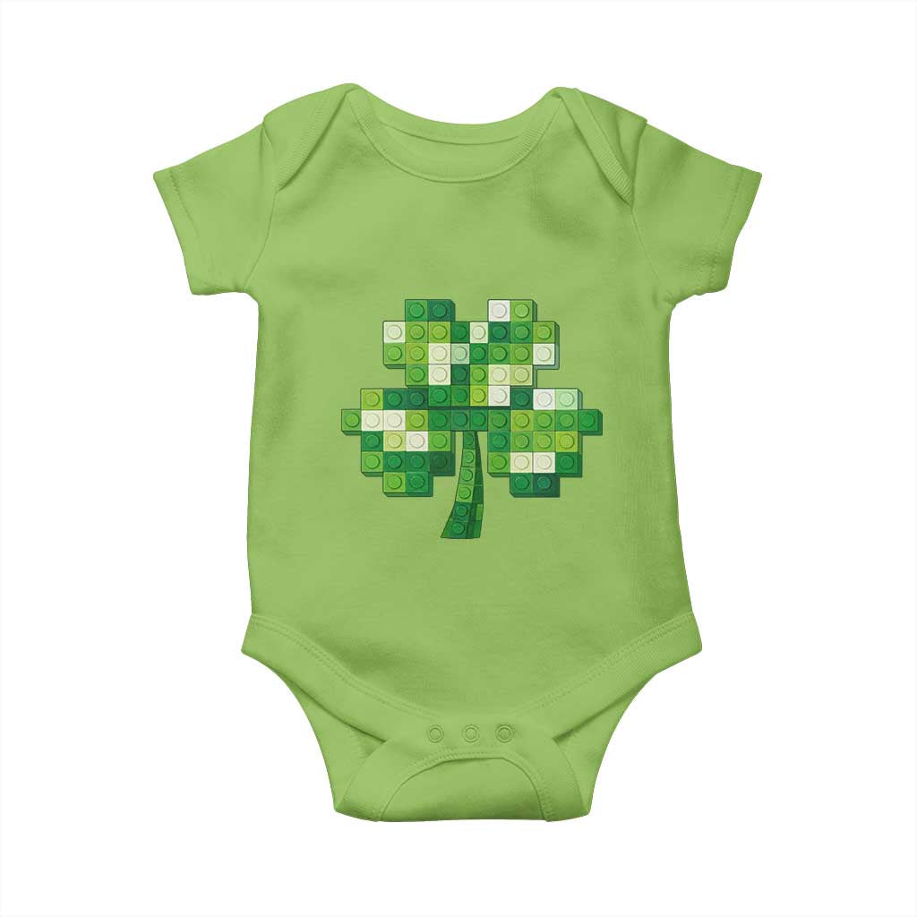 Funny St Patricks Day Shamrock Building Blocks Bricks Baby Onesie TS11 Lime Print Your Wear