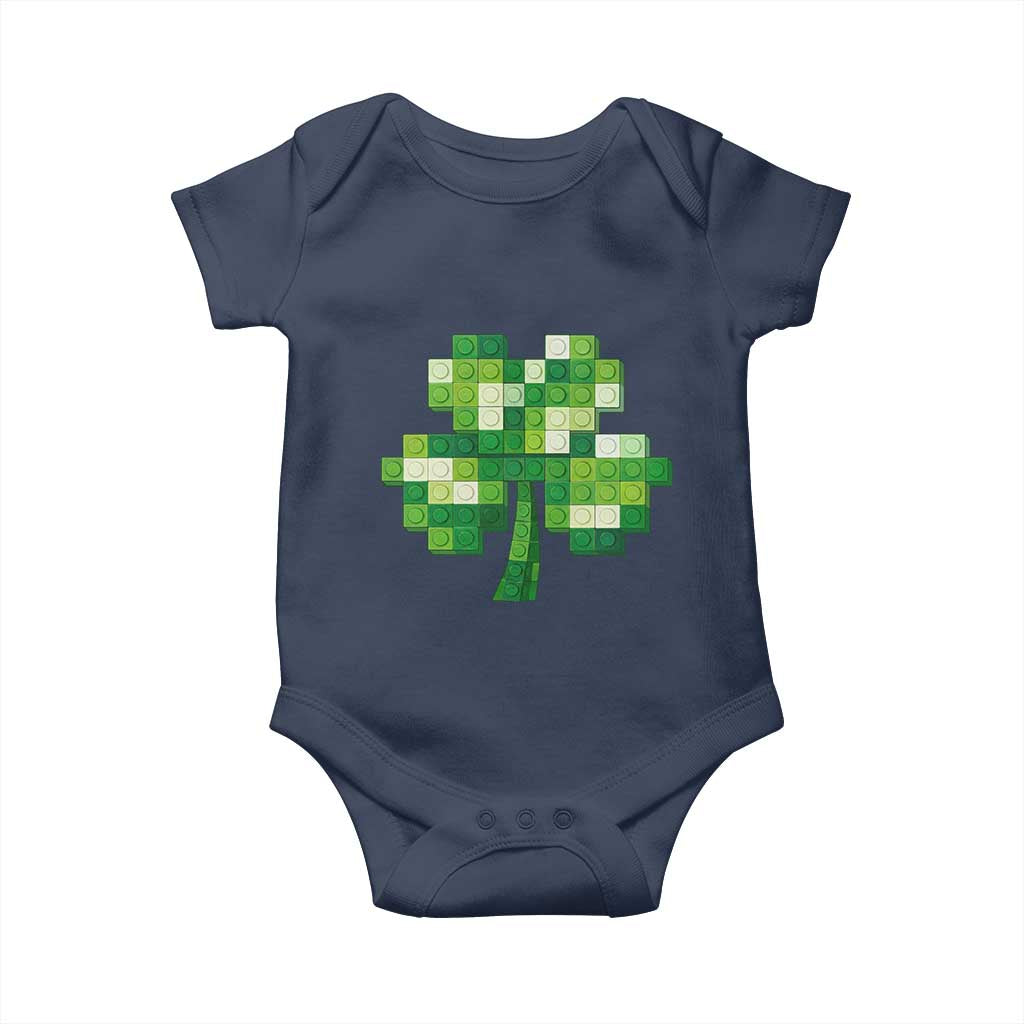 Funny St Patricks Day Shamrock Building Blocks Bricks Baby Onesie TS11 Navy Print Your Wear