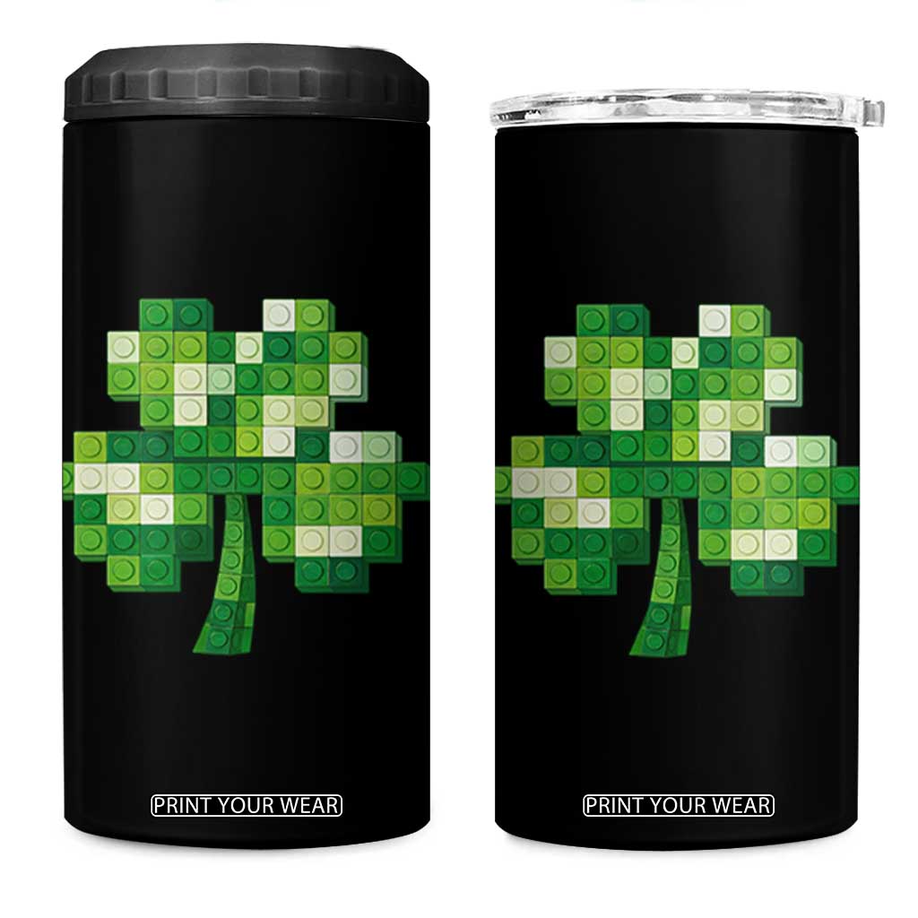 Funny St Patricks Day Shamrock Building Blocks Bricks 4 in 1 Can Cooler Tumbler TS11 One Size: 16 oz Black Print Your Wear