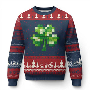 Funny St Patricks Day Shamrock Building Blocks Bricks Ugly Christmas Sweater TS11 Navy Red Print Your Wear