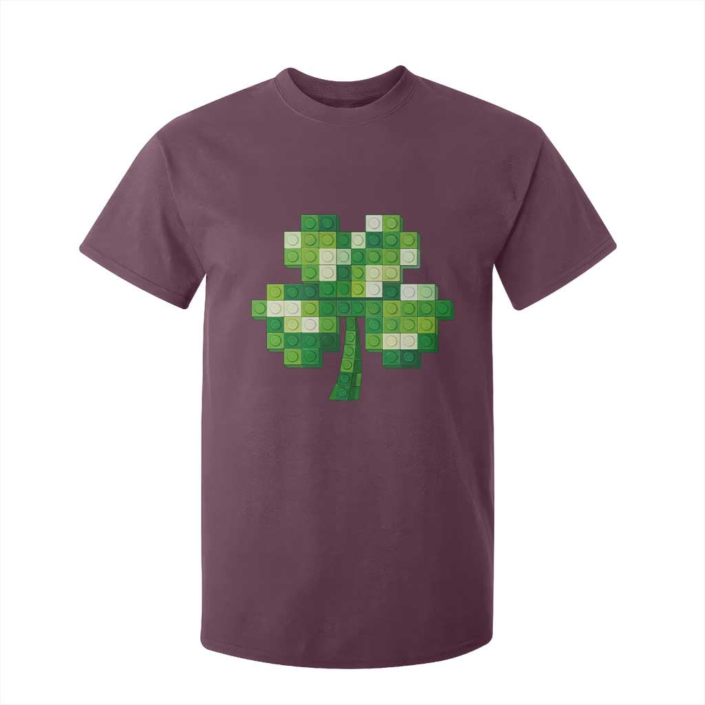 Funny St Patricks Day Shamrock Building Blocks Bricks T Shirt For Kid TS11 Maroon Print Your Wear