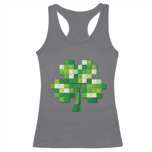 Funny St Patricks Day Shamrock Building Blocks Bricks Racerback Tank Top TS11 Charcoal Print Your Wear