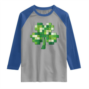 Funny St Patricks Day Shamrock Building Blocks Bricks Raglan Shirt TS11 Sport Gray Royal Print Your Wear