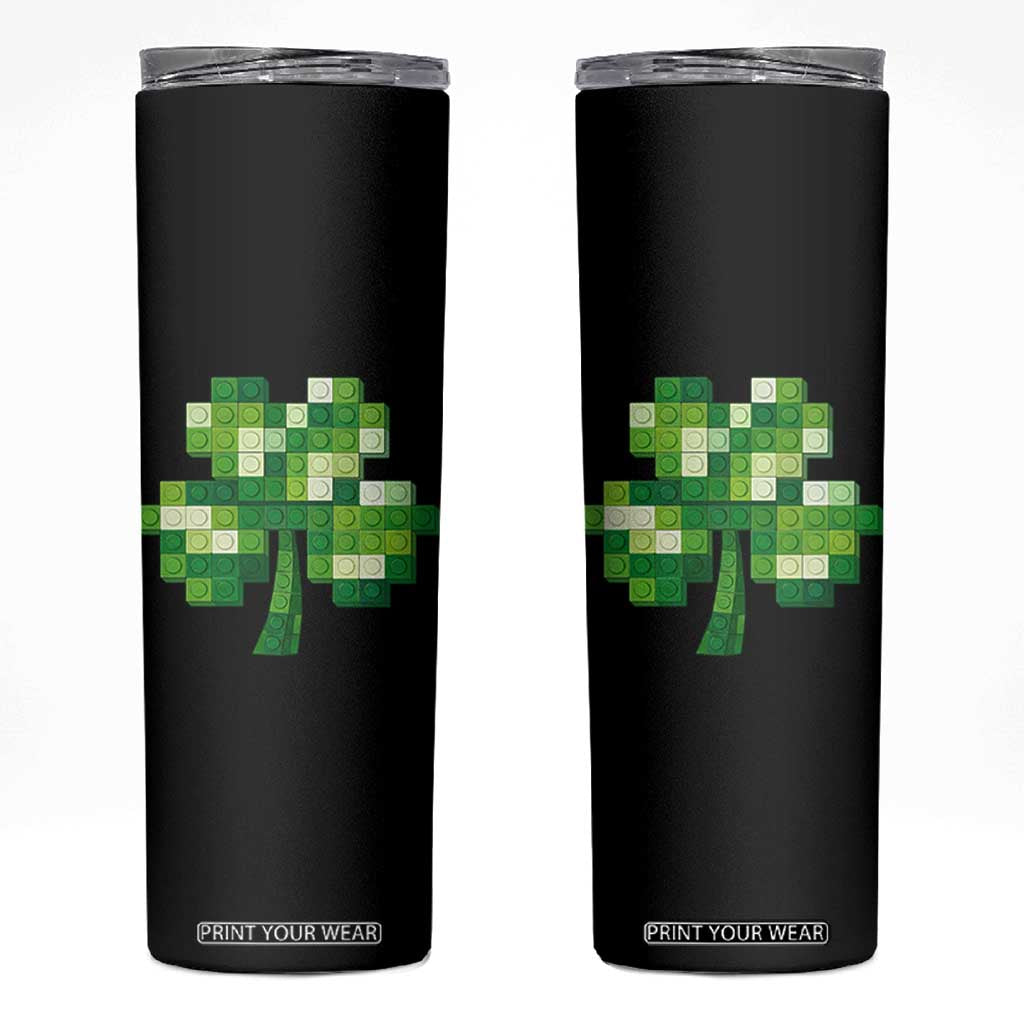 Funny St Patricks Day Shamrock Building Blocks Bricks Skinny Tumbler TS11 Black Print Your Wear