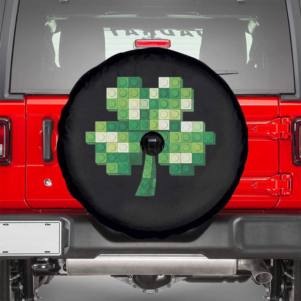 Funny St Patricks Day Shamrock Building Blocks Bricks Spare Tire Cover TS11 Black Print Your Wear