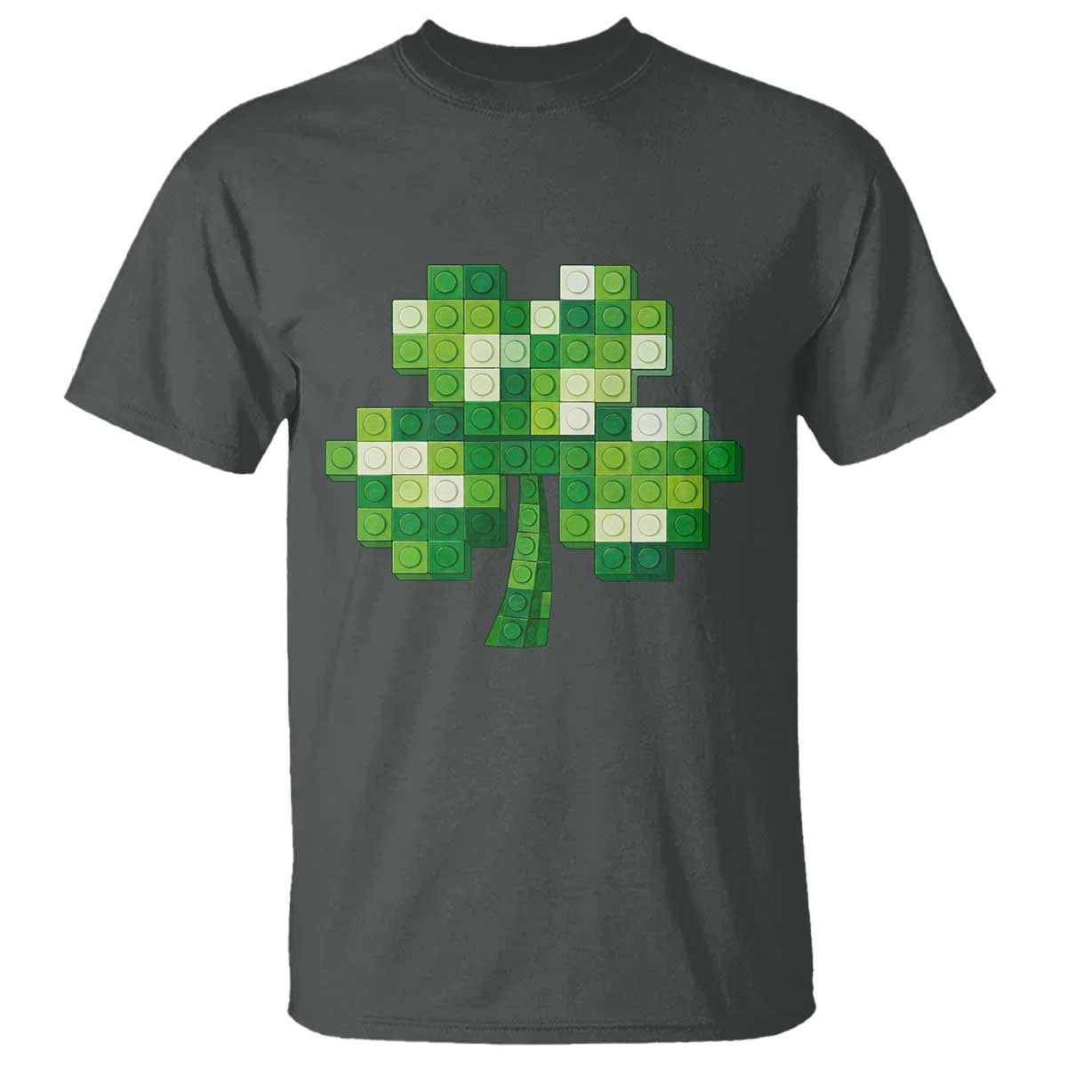 Funny St Patricks Day Shamrock Building Blocks Bricks T Shirt TS11 Dark Heather Print Your Wear