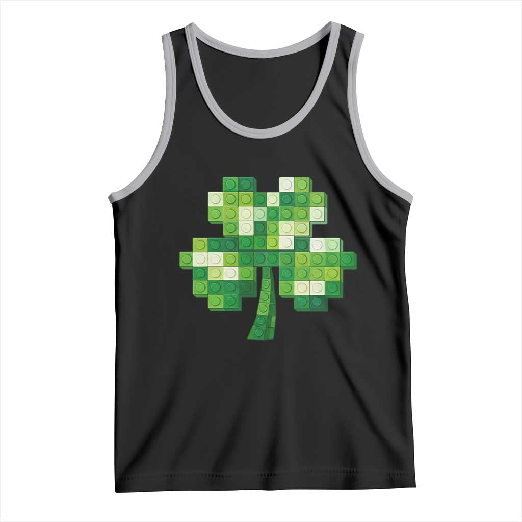 Funny St Patricks Day Shamrock Building Blocks Bricks Tank Top TS11 Black Athletic Heather Print Your Wear