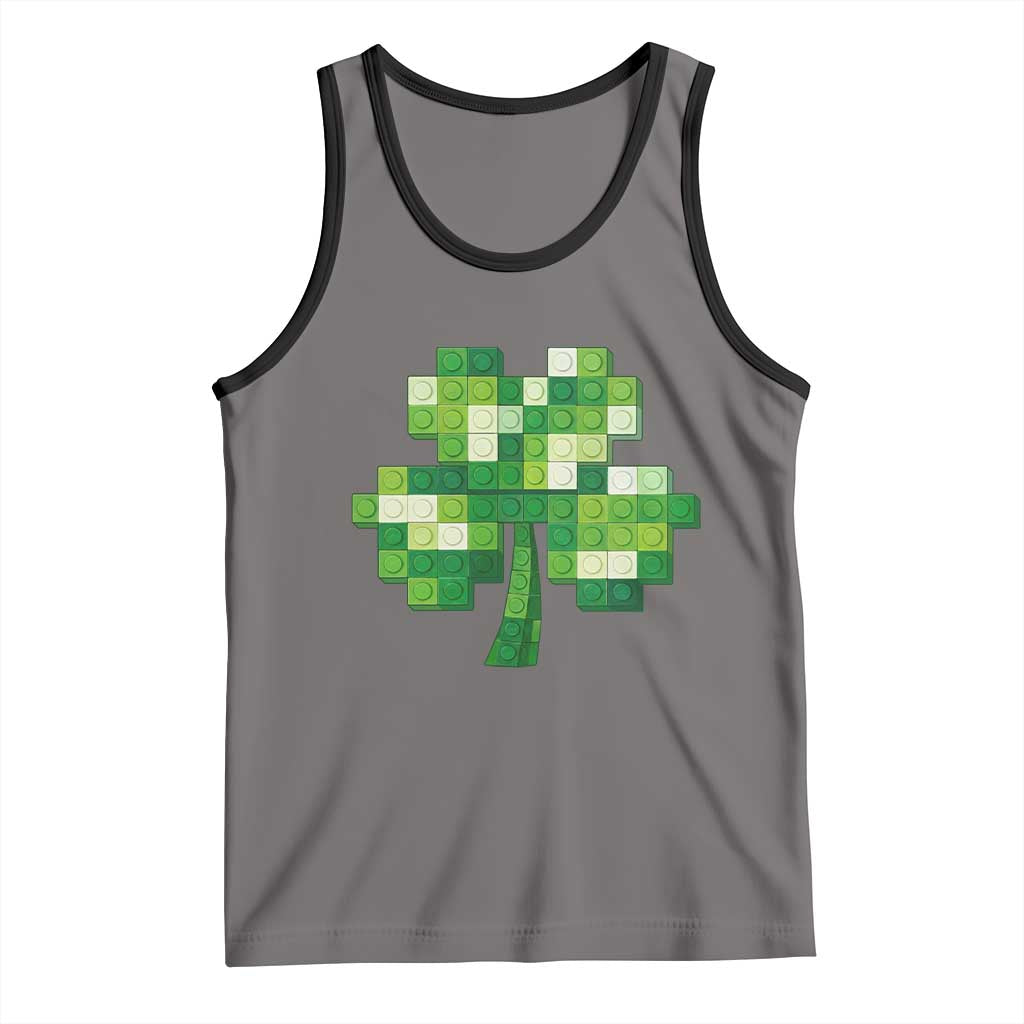 Funny St Patricks Day Shamrock Building Blocks Bricks Tank Top TS11 Deep Heather Black Print Your Wear