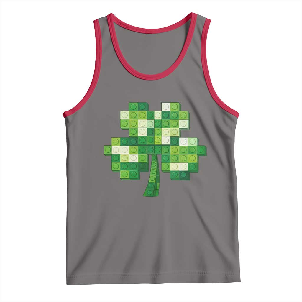 Funny St Patricks Day Shamrock Building Blocks Bricks Tank Top TS11 Deep Heather Red Print Your Wear