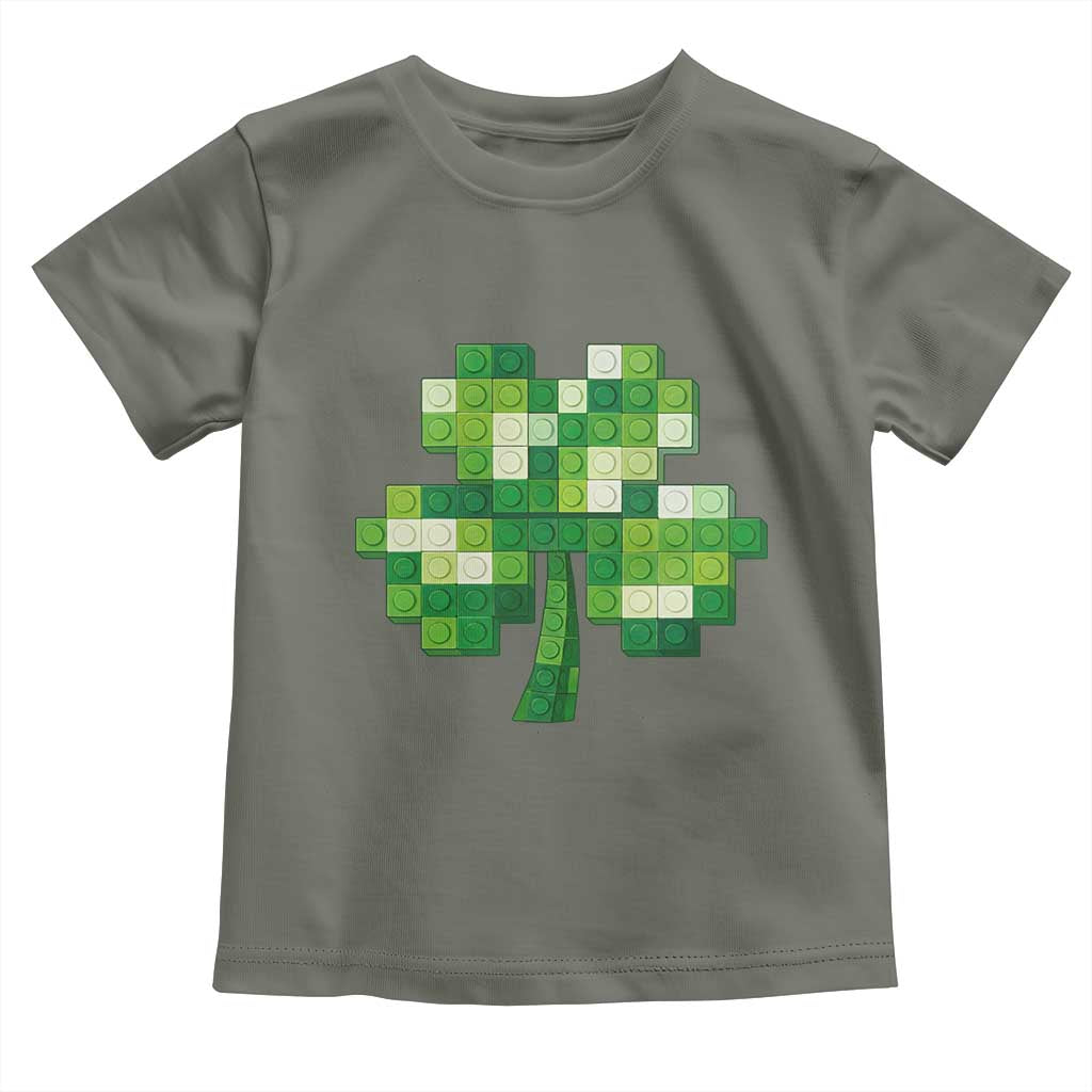 Funny St Patricks Day Shamrock Building Blocks Bricks Toddler T Shirt TS11 Military Green Print Your Wear