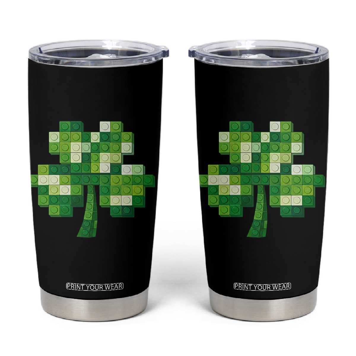 Funny St Patricks Day Shamrock Building Blocks Bricks Tumbler Cup TS11 Black Print Your Wear