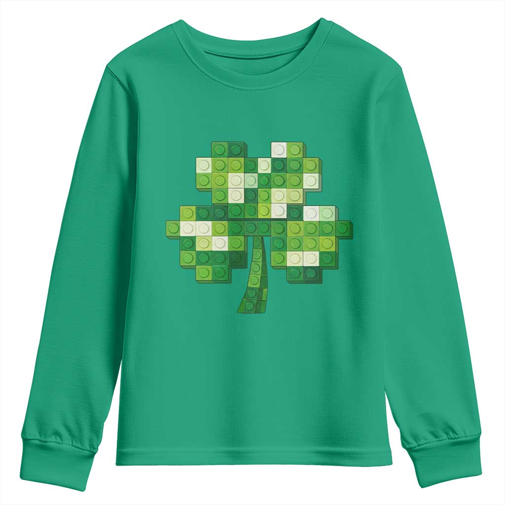 Funny St Patricks Day Shamrock Building Blocks Bricks Youth Sweatshirt TS11 Irish Green Print Your Wear