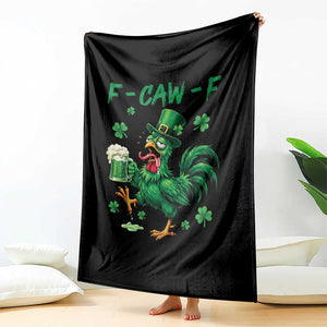 Funny F Caw F Chicken St Patricks Day Throw Blanket Irish Beer Drinking Shamrock Print TS11 Print Your Wear