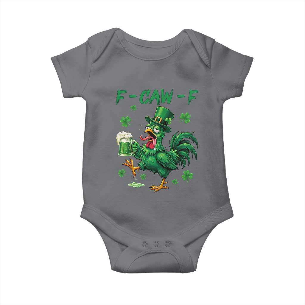 Funny F Caw F Chicken St Patricks Day Baby Onesie Irish Beer Drinking Shamrock Print TS11 Charcoal Print Your Wear