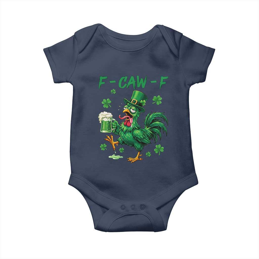 Funny F Caw F Chicken St Patricks Day Baby Onesie Irish Beer Drinking Shamrock Print TS11 Navy Print Your Wear
