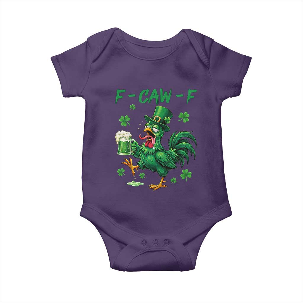 Funny F Caw F Chicken St Patricks Day Baby Onesie Irish Beer Drinking Shamrock Print TS11 Purple Print Your Wear